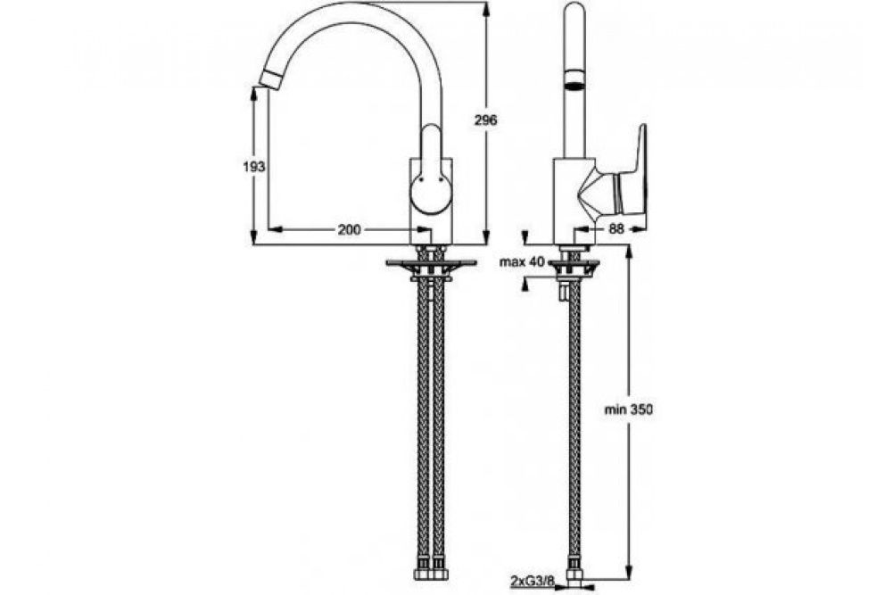 Смеситель д/кух. Connect (высокий излив) IDEAL STANDARD