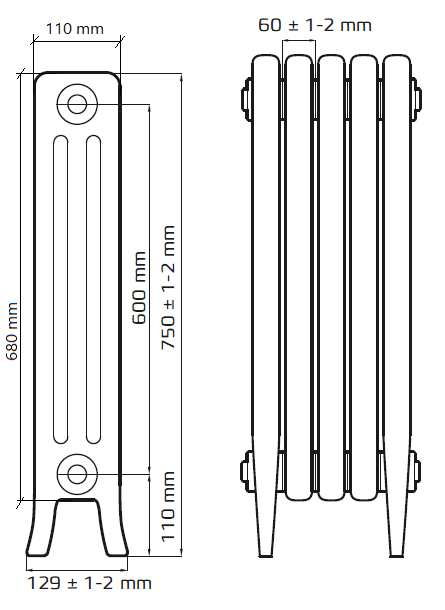 Радиатор чугунный Радимакс LOFT 600 (цена за секцию)																