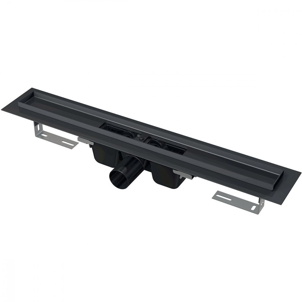 Водоотводящий желоб с порогами для перфорированной решетки черный-мат. 550 мм ALCA PLAST Водоотводящий желоб с порогами для перфорированной решетки черный-мат. 550 мм ALCA PLAST