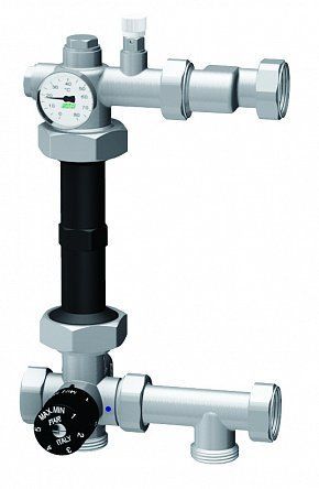 Узел для напольн. отопления 1" с термосмесителем 18-55 град. 130 мм FAR