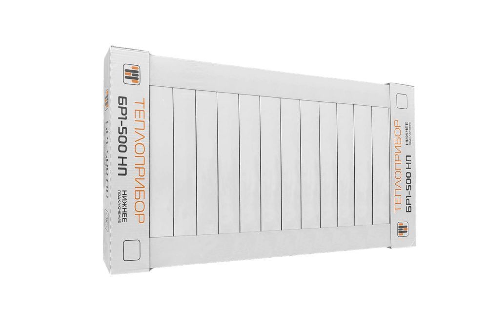 Радиатор биметаллический 500/90 мм 14 секций нижнее подключение справа Теплоприбор