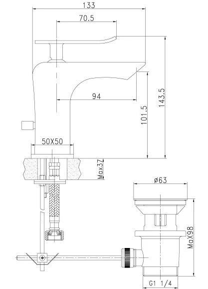 Смеситель для умывальника CONTEST монолитный, хром/белый, LEMARK