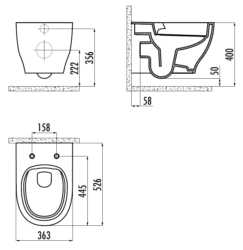 Комплект унитаза подвесного MARE безободковый с крышкой с микролифтом, Белый, CREAVIT