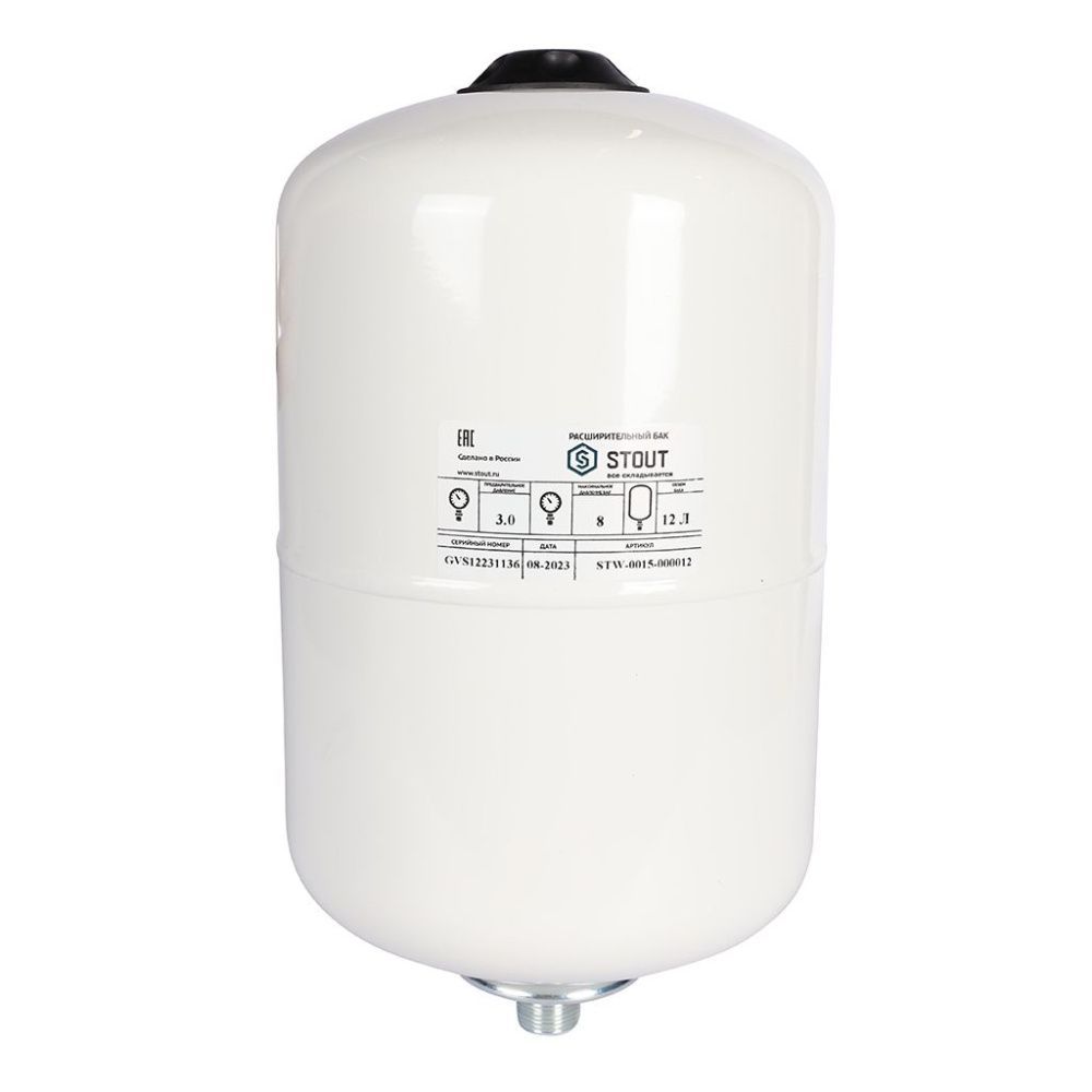 Бак мембранный для ГВС 12 л STOUT вертикальный (белый) G 3/4" 