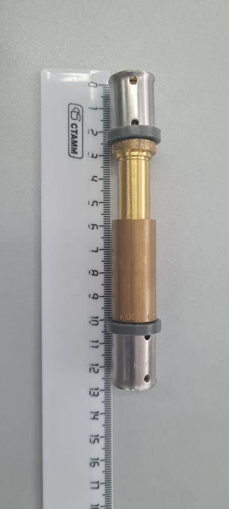 Муфта телескопическая 16х2 латунь, пресс FAR