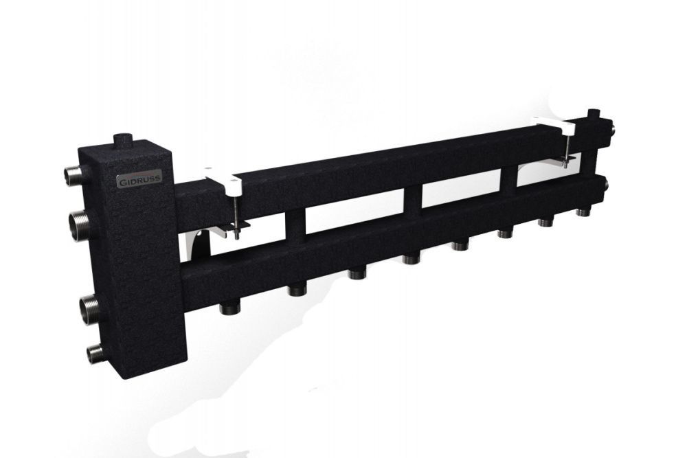 Балансировочный коллектор BM-100-5D (до 100 кВт, подкл. котла G 1 1/4", 4+1 конт. G 1", черный муар)