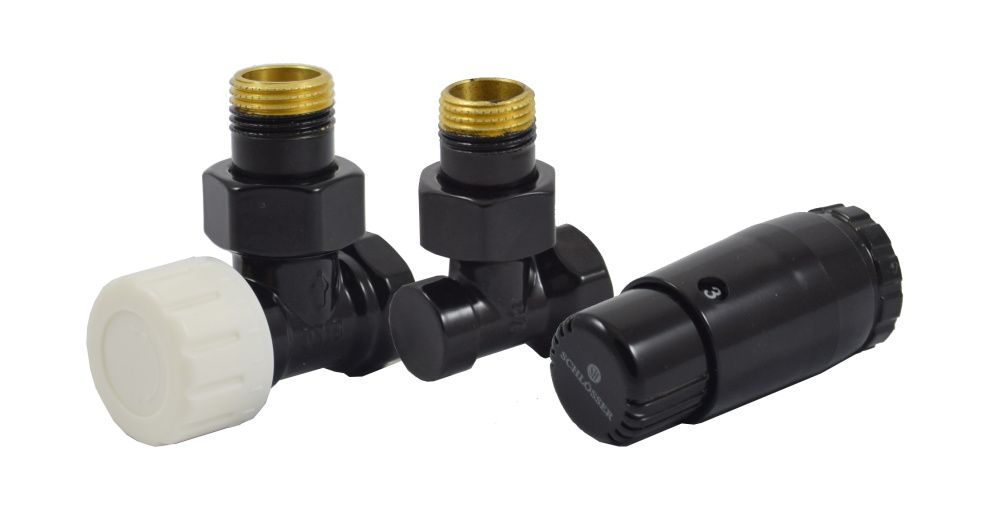 Комплект угловой Чёрный DN15 GZ1/2 x GW1/2 с головкой MINI M30x1,5 Standard Mini Schlosser