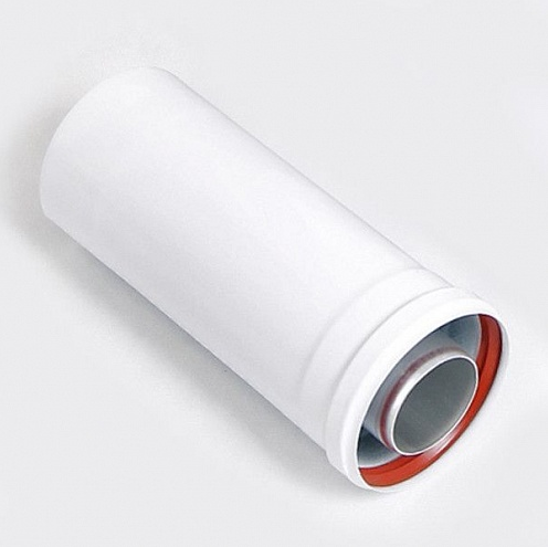 Удлинитель коаксиальный алюм. окраш. белым DN80/125, 1000 мм Rommer  Удлинитель коаксиальный алюм. окраш. белым DN80/125, 1000 мм Rommer