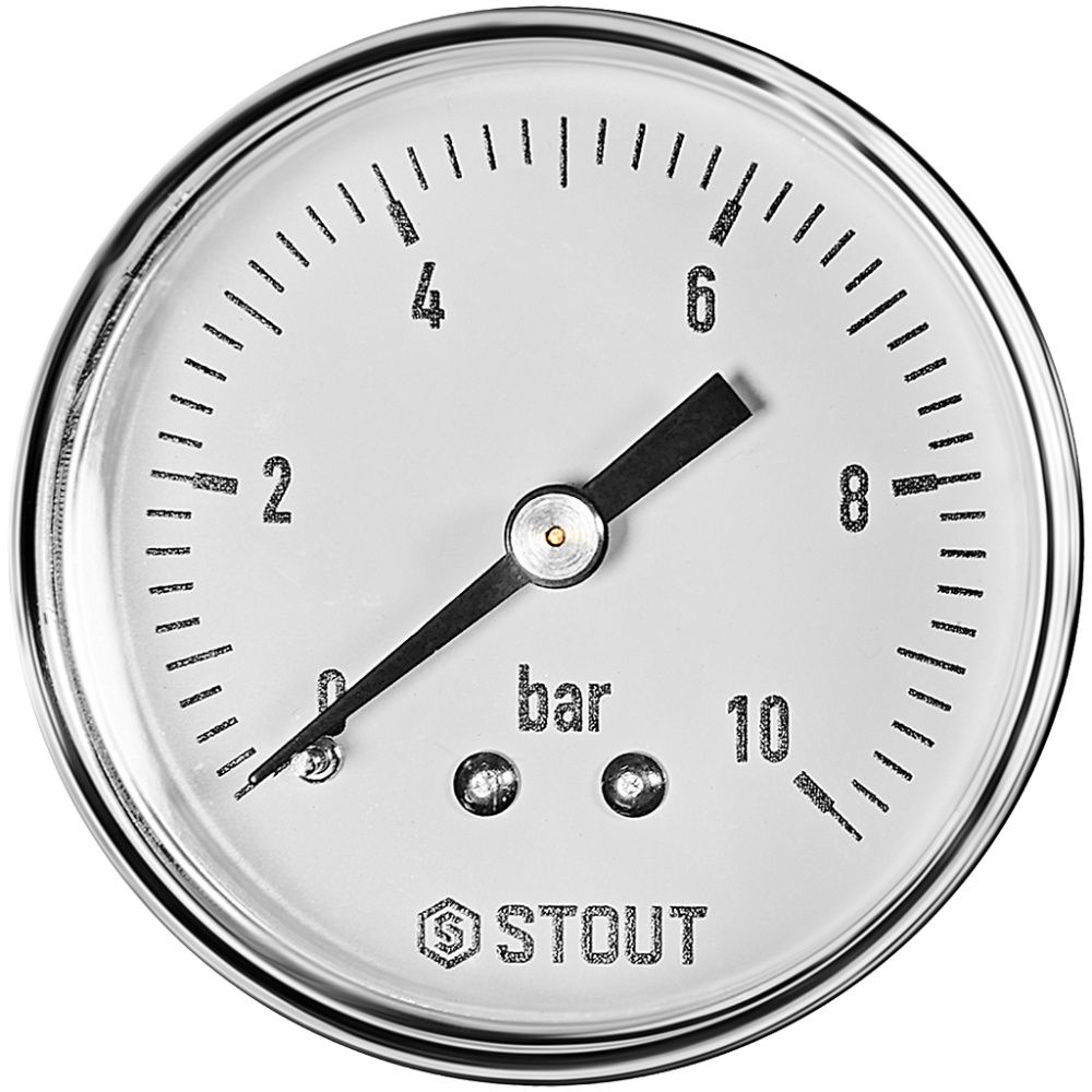 Манометр аксиальный. Корпус Dn 50 мм 1/4 , 0...10 бар, кл.2.5, STOUT