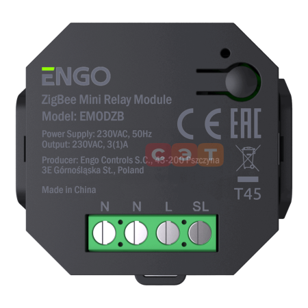 Беспроводное реле со встроенным репитером, 230В, ZigBee, EMOD-ZB, ENGO