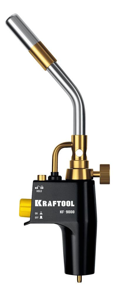 Горелка газовая KF-9000 с пьезоподжигом, турбо нагрев + 30% 2000°С, Blue Fire Kraftool