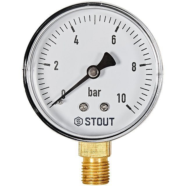 Манометр радиальный. Корпус Dn 63 мм 1/4 , 0...10 бар, кл.2.5 STOUT 