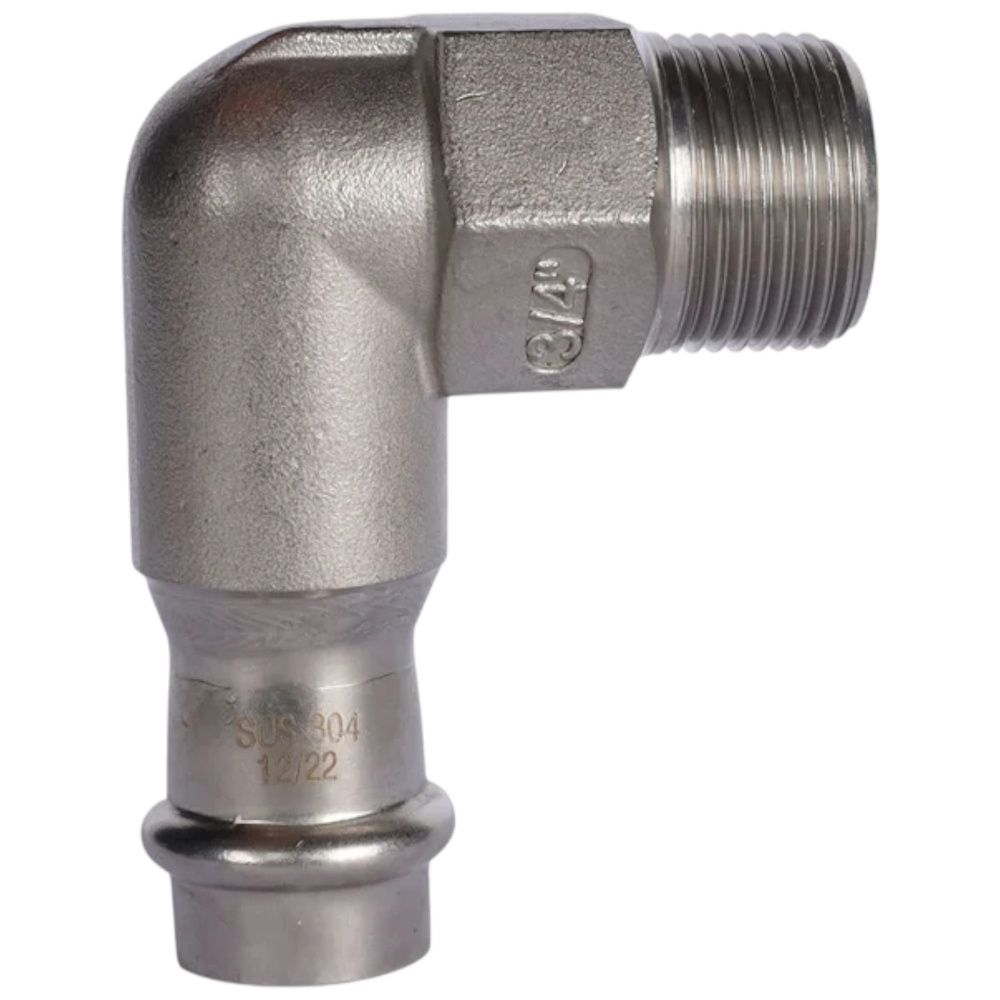 Отвод 18х3/4 НР нерж. Rommer