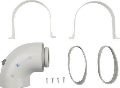 Элемент дымохода 60/100 адаптер д/котла 90° коакс. (Baxi,Viessmann) STOUT