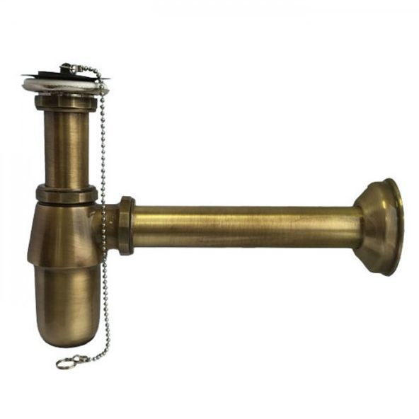 Сифон бутыл. (1 1/4"х32мм) с вып. (решетка 60мм, пробка, отраж., отвод) вых. DN32мм, бронза McAlpine