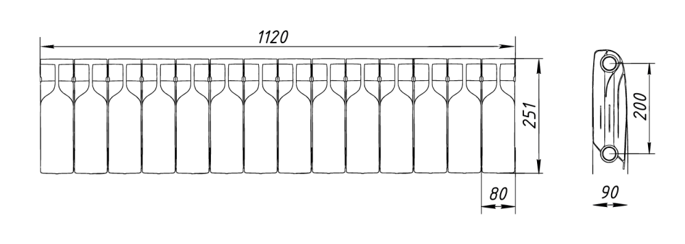 Радиатор биметаллический Bilux pluse-R 200 (90 Вт) 14 секций