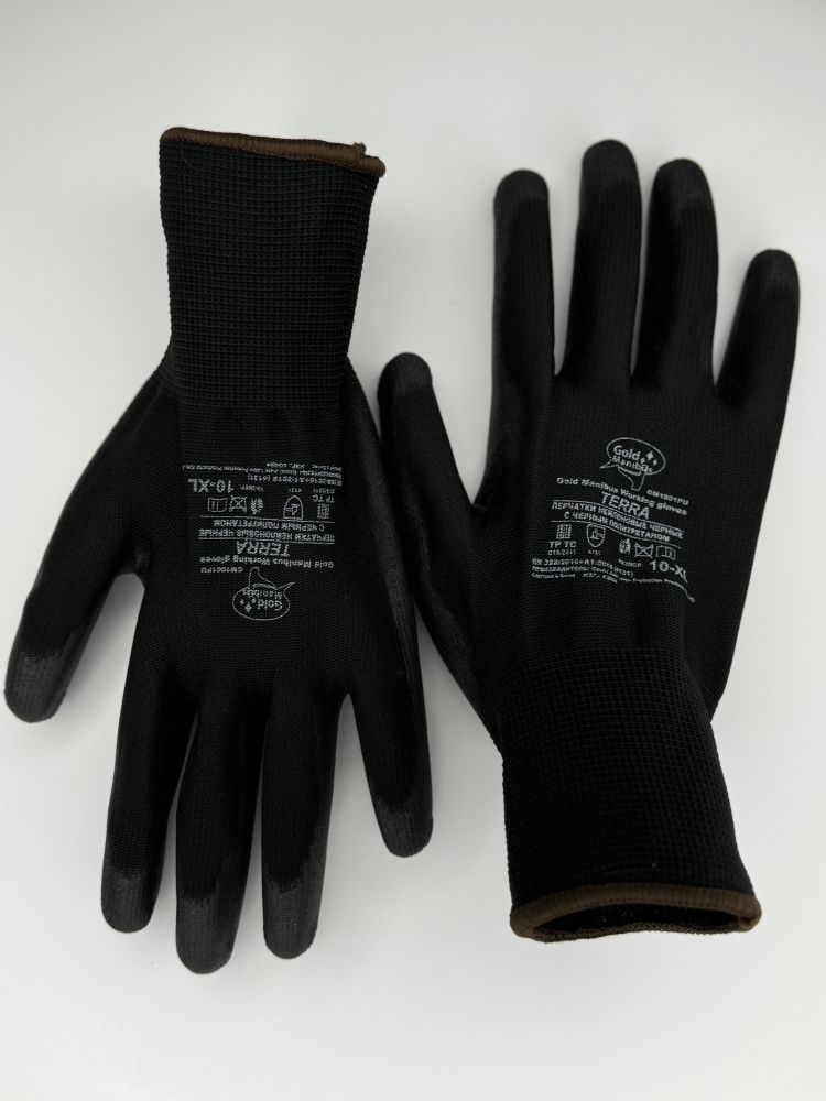 Перчатки нейлоновые черные с полиуретановым покрытием р.9 L GM1001PU-black- 9 Terra 