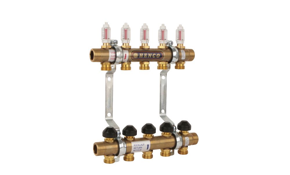 Коллектор теплого пола латунный 1" (3 выходов), HENCO