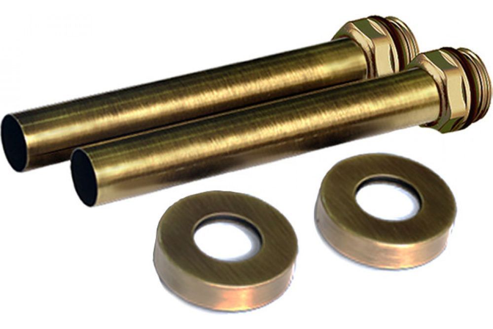 Комплект декоративных трубок с резьбой и круглыми глубокими отражателями 15х1/2х L150, бронза SR Rubinetterie