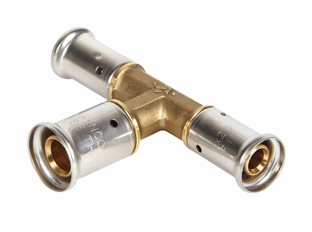 Тройник 16-20-16 латунь, пресс HENCO