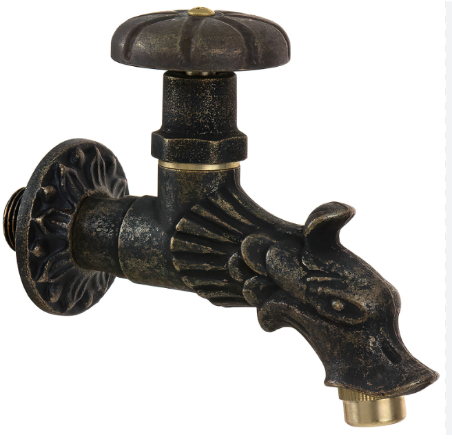 Кран садовый вентильный "Дракон" НР 1/2, штуцер 3/4, цвет бронза SANTERA