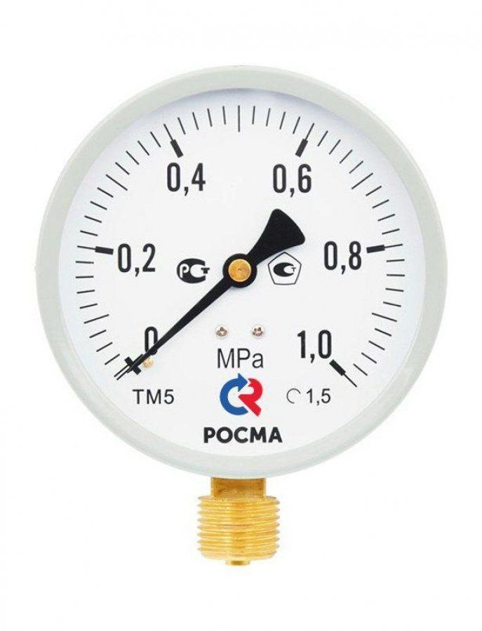 Манометр ТМ-510Р.00 М2 (0..1,0 МПа), М20*1,5, 100мм, 150С, кл.т.1,5, радиальный