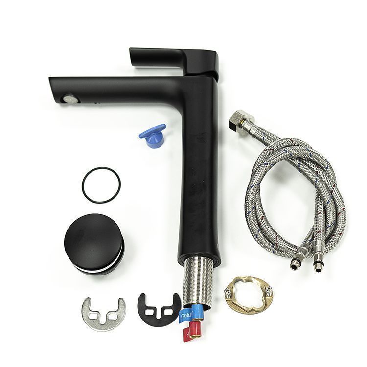 Смеситель для умывальника URSUS высокий, монолитный, черный матовый, LEMARK