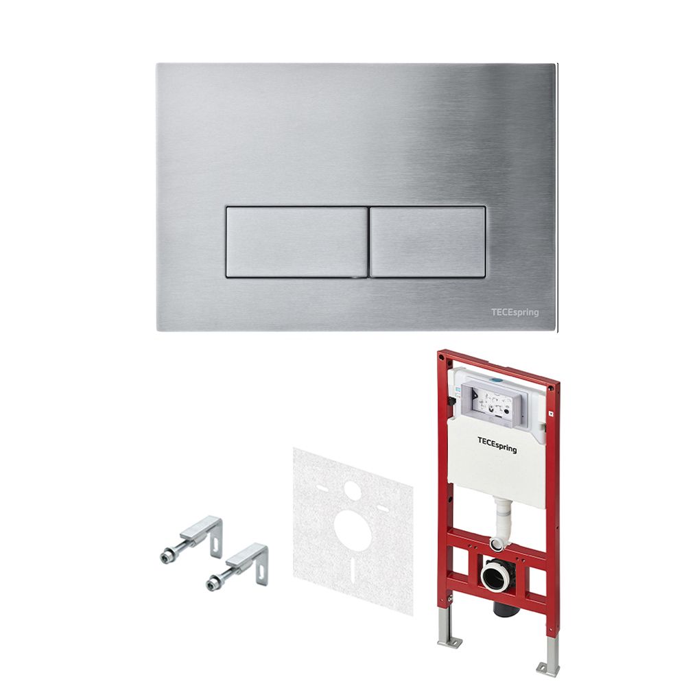 Комплект TECEspring, панель смыва с прямоугольными кнопками, нерж. сталь, сатин