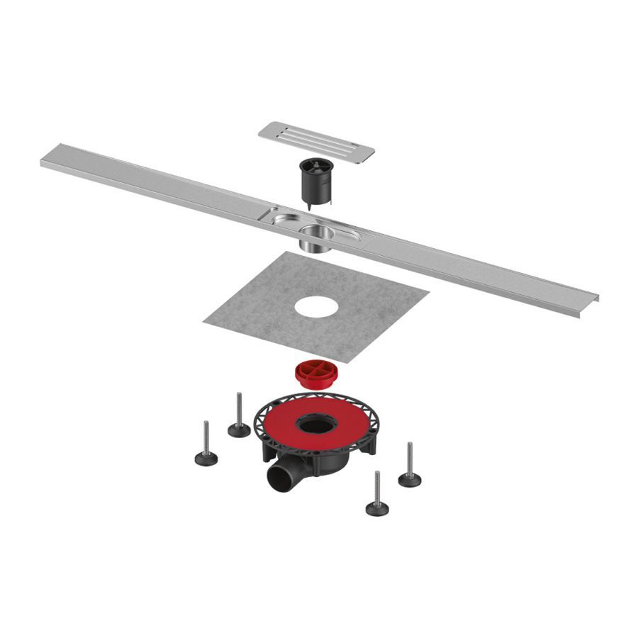 Комплект для монтажа дренажного канала TECElineo (подрезной) 400-1000мм, с мембраной, сатин, TECE