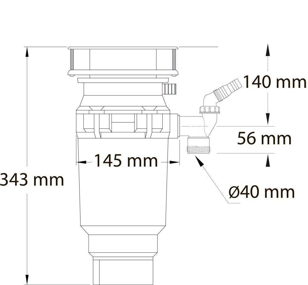 Измельчитель пищевых отходов WDU-1ASEU , 375 Вт (1/2 л.с.), 2500 об/мин., McAlpine