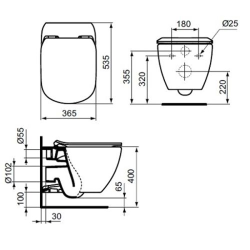 Унитаз подвесной TESI AquaBlade®, глубокий смыв, IDEAL STANDARD