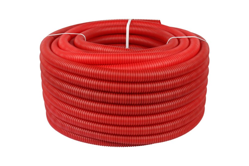 Труба ПНД гофрир. красная Ду25 внутр. 21 мм (50 м) РТП (кратно бухте)