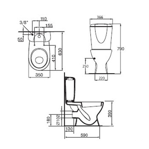 Унитаз-компакт напольны Eurovit с сиденьем и крышкой (W300201) 3/6л (двойной слив), IDEAL STANDARD
