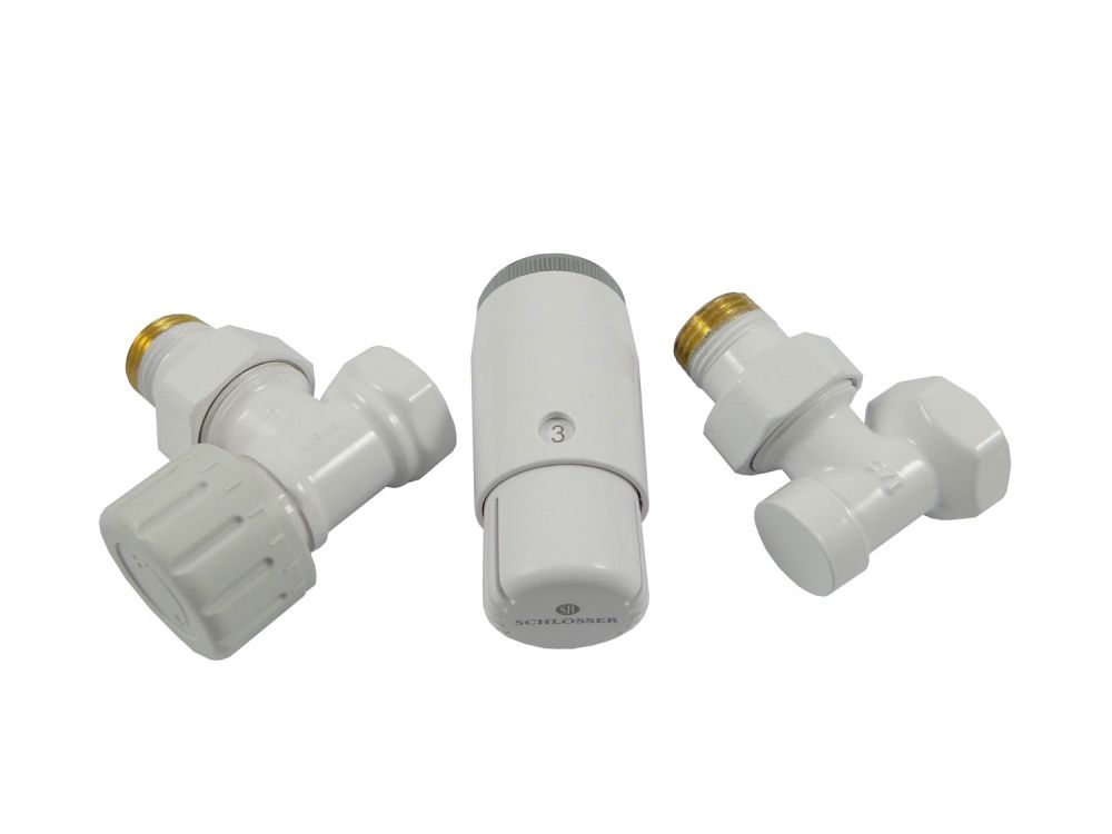 Комплект угловой БЕЛЫЙ DN15 GZ1/2 x GW1/2 с головкой MINI M30x1,5 Standard Mini Schlosser