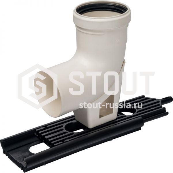 Угол конденсац. 87° DN80 м/п PP-FE STOUT с кронштейном (пластик)