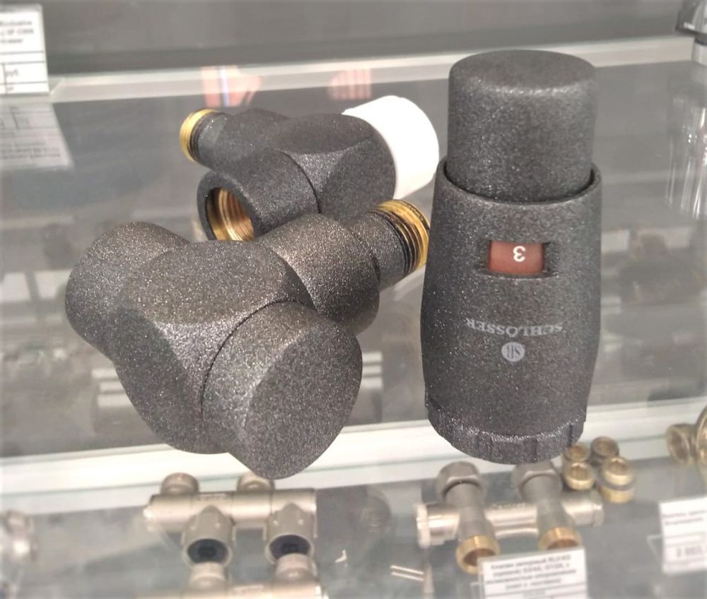 Комплект термостат. Exclusive GZ 1/2 x GW 1/2 (сталь) SF C005 Slate  угловой Schlosser