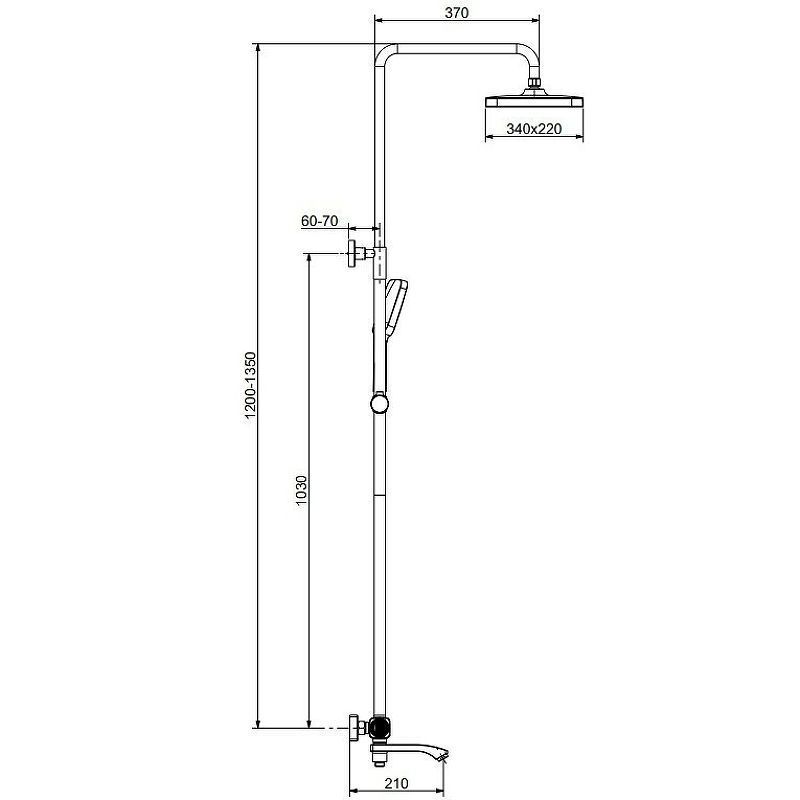 Душевая система для ванны с термостатом R01, черный матовый, RAGLO