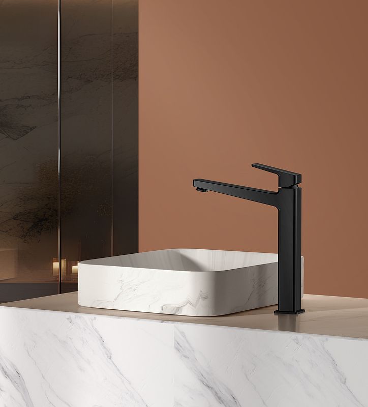 Смеситель для раковины R30 высокий черный матовый RAGLO