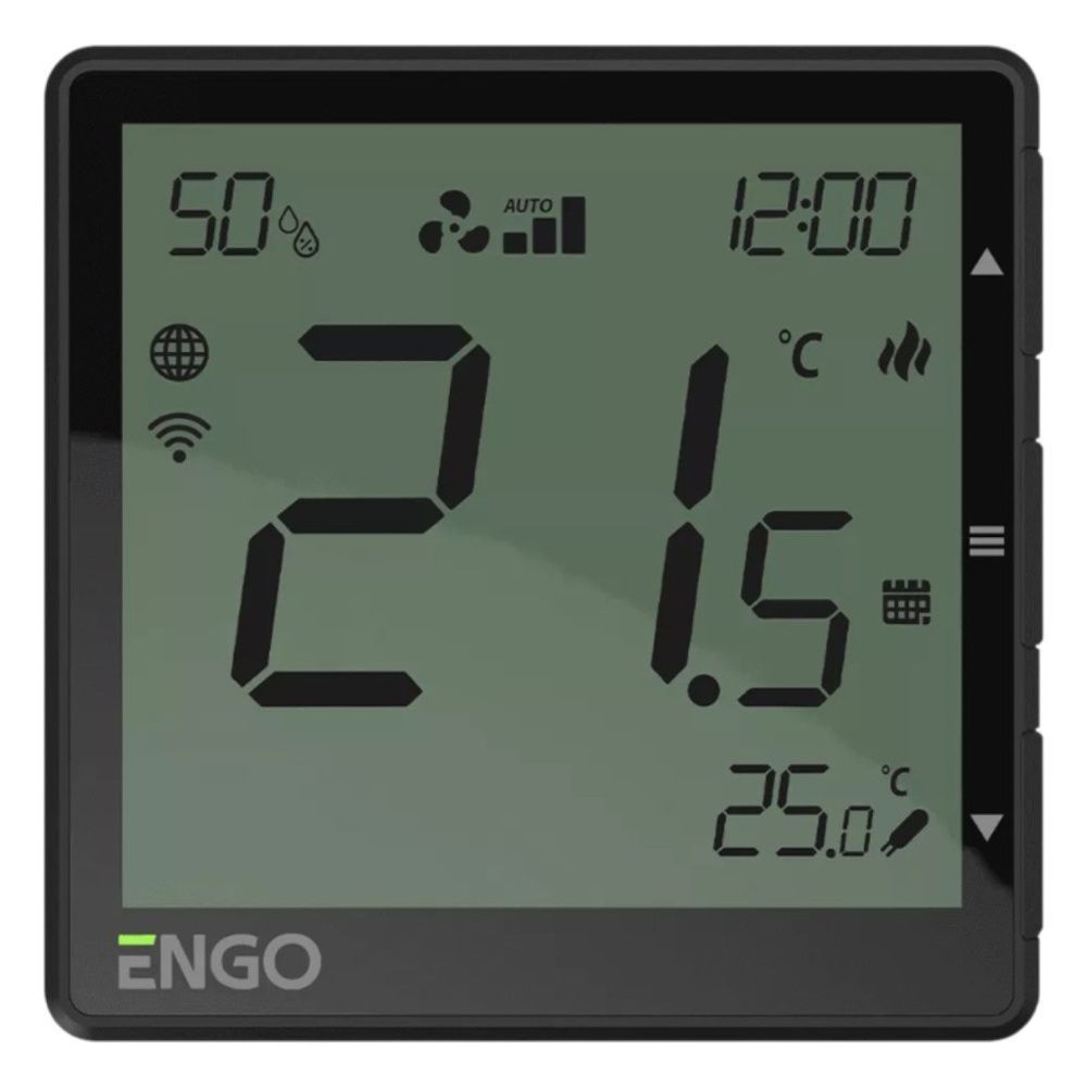 Терморегулятор WiFi с регулировкой скорости вентилятора для конвекторов проводной 220В, черный ENGO