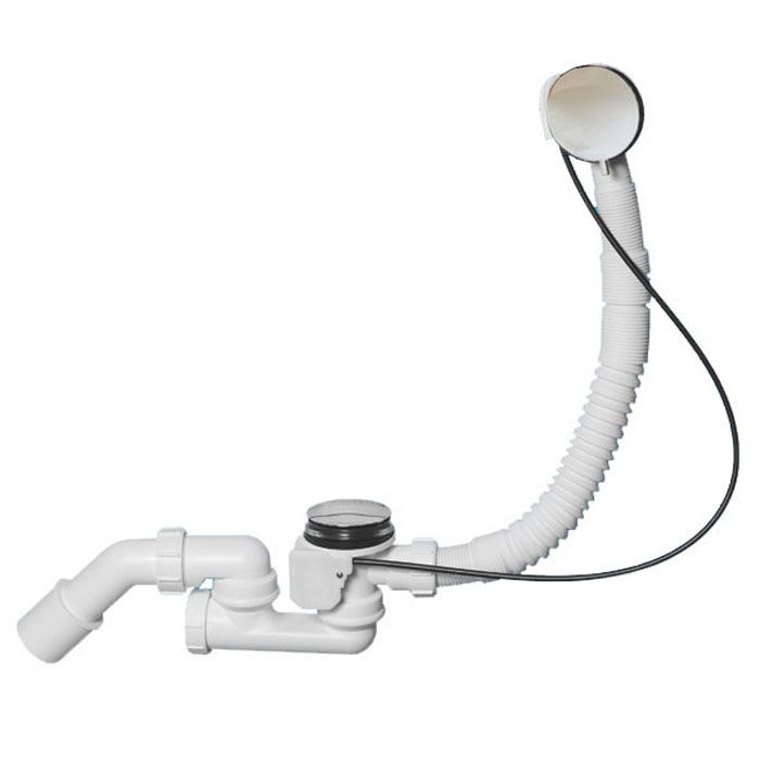 Сифон  д/ванн с раздв. автоперелив (L380-700хD34) реш. 70мм, .вых. Дн=40/50; цвет-хром McAlpine