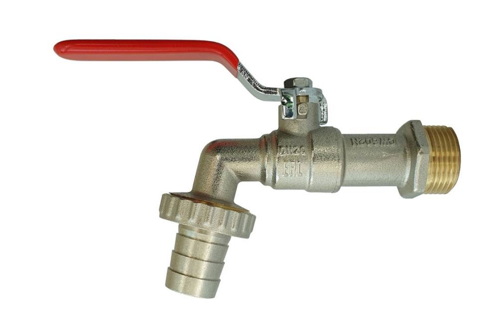 Кран шаровой BVR-CR DN25 PN10 с насадкой под шланг (-20C...+90C), латунь CW602N, Ридан