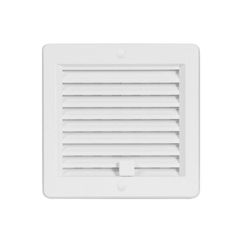 Решетка вент. VM 150х150 UB с монтажной рамой и жалюзи, белая, пласт.  HACO
