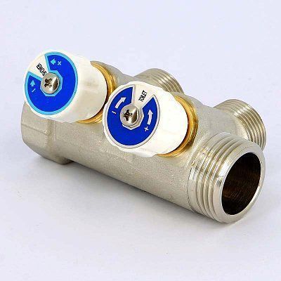 Коллектор с вент. вставками НВ 1" 2х3/4"ЕК Н 40мм никель Uni-Fitt