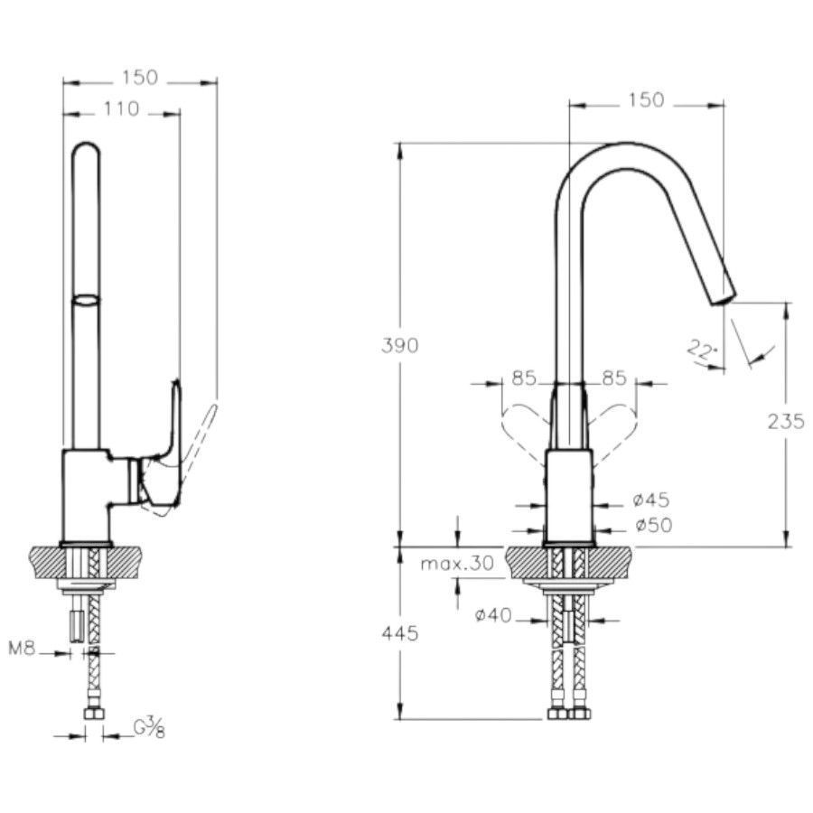 Смеситель для кухни Root Round (без подкл. фильтра) , никель, VitrA