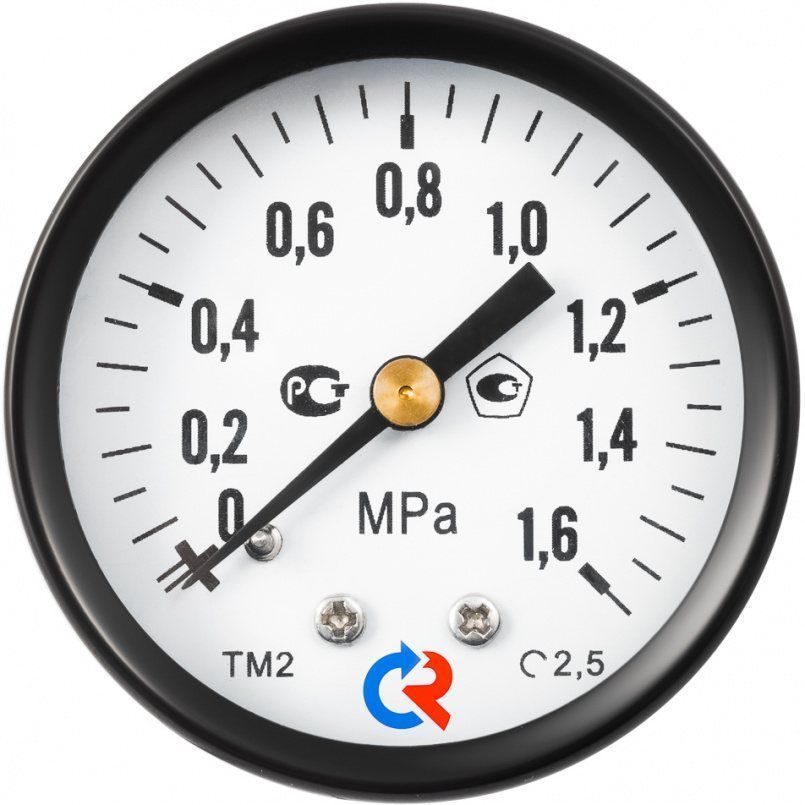 Манометр ТМ-210Т.00 (0..0,6 МПа), G1/4", 50мм, кл.т. 2,5, 150С, аксиальный
