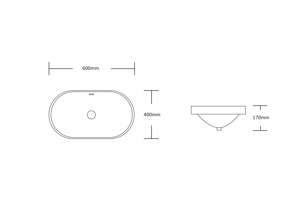 Раковина полувстраиваемая овальная NUAGE (600*410*170), с переливом, белый глянец, MILLEAU