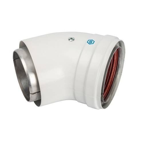 Элемент дымохода  Ø80/100 отвод 45° утепленный п/м (алюминий) STOUT