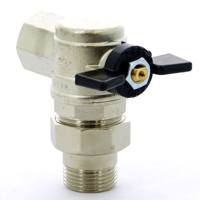 Кран шаровой НВ 1/2″ угловой с разъемным соединением OREGON (бабочка) BUGATTI