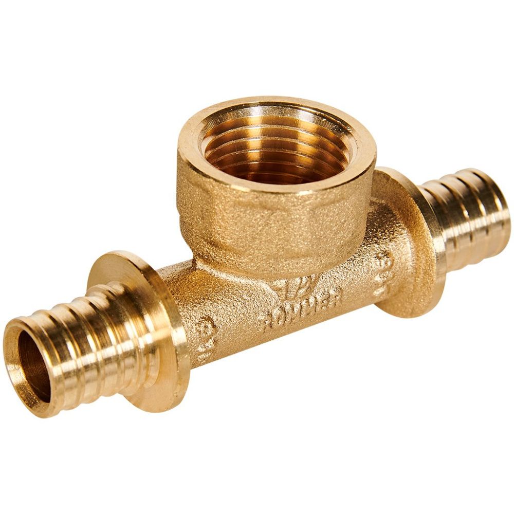 Тройник с переходом на резьбу ВР 16-1/2-16 латунь Rommer