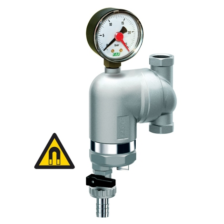 Фильтр сетчатый поворотное соединение 1/2" ВР 100мкм c магн.встав., с манометром,FAR